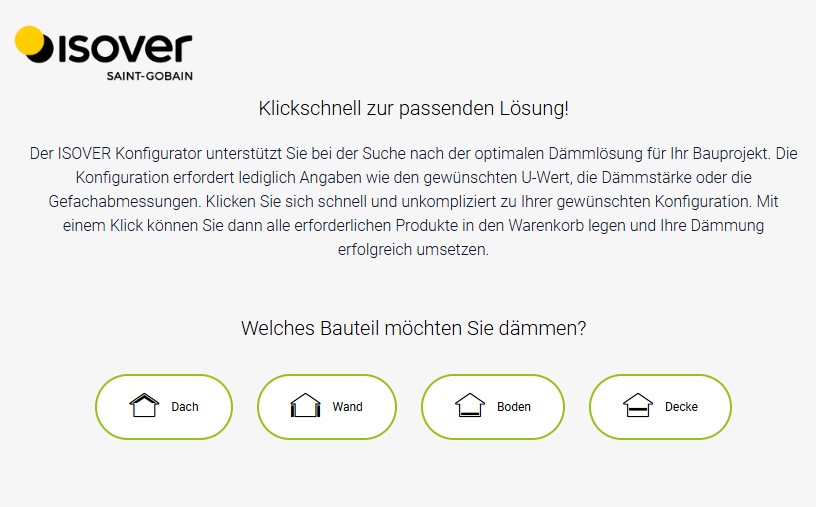 Isover Dämmstoff Konfigurator Isover Dämmstoff Konfigurator